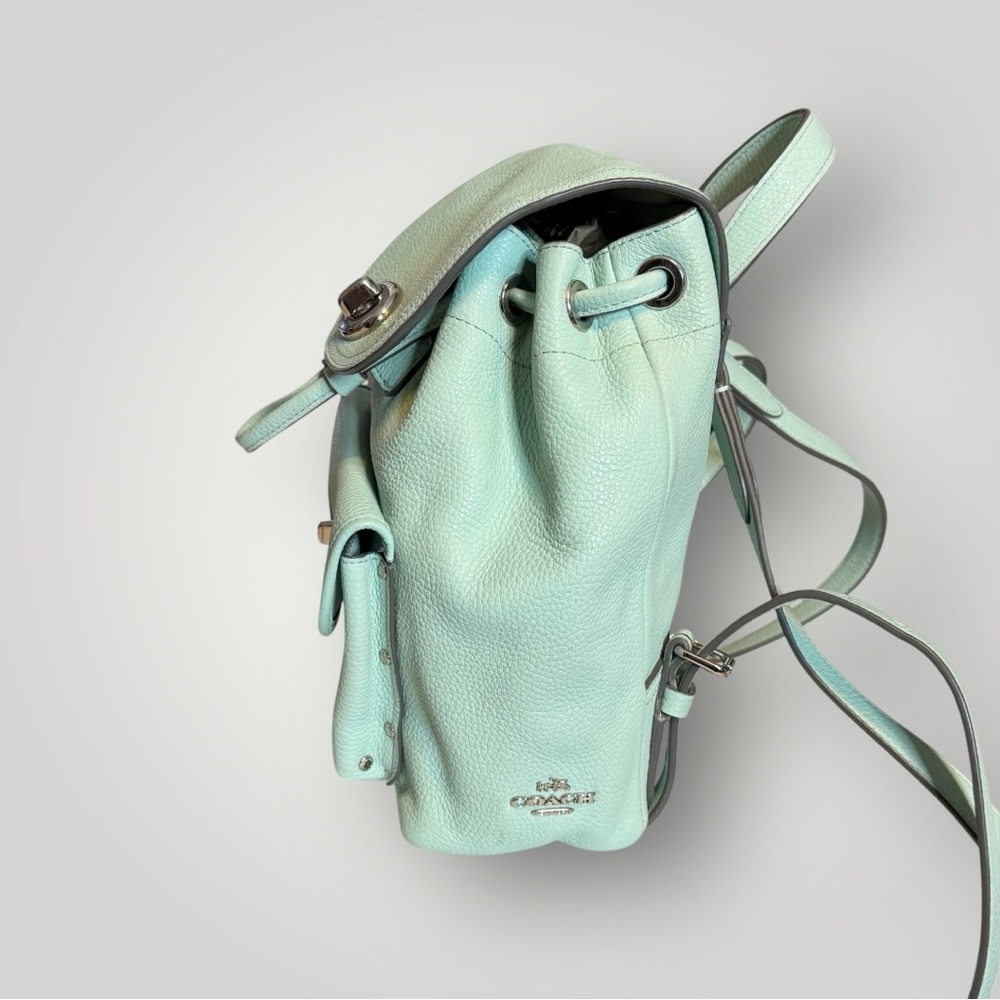 Coach Mini Turnlock Rucksack Pebbled Leather Backpack Pockets Adjustable Straps - Picture 5 of 9